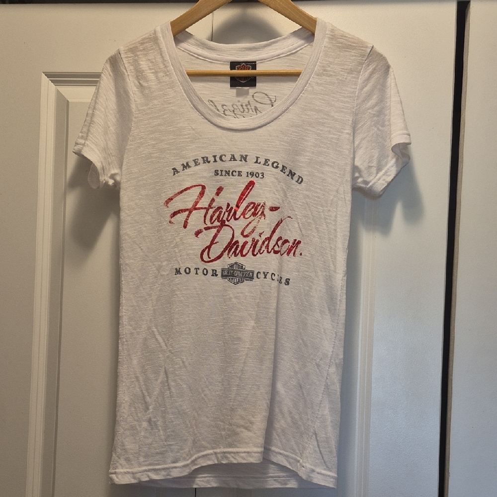 Harley-Davidson White Tee with Red Script